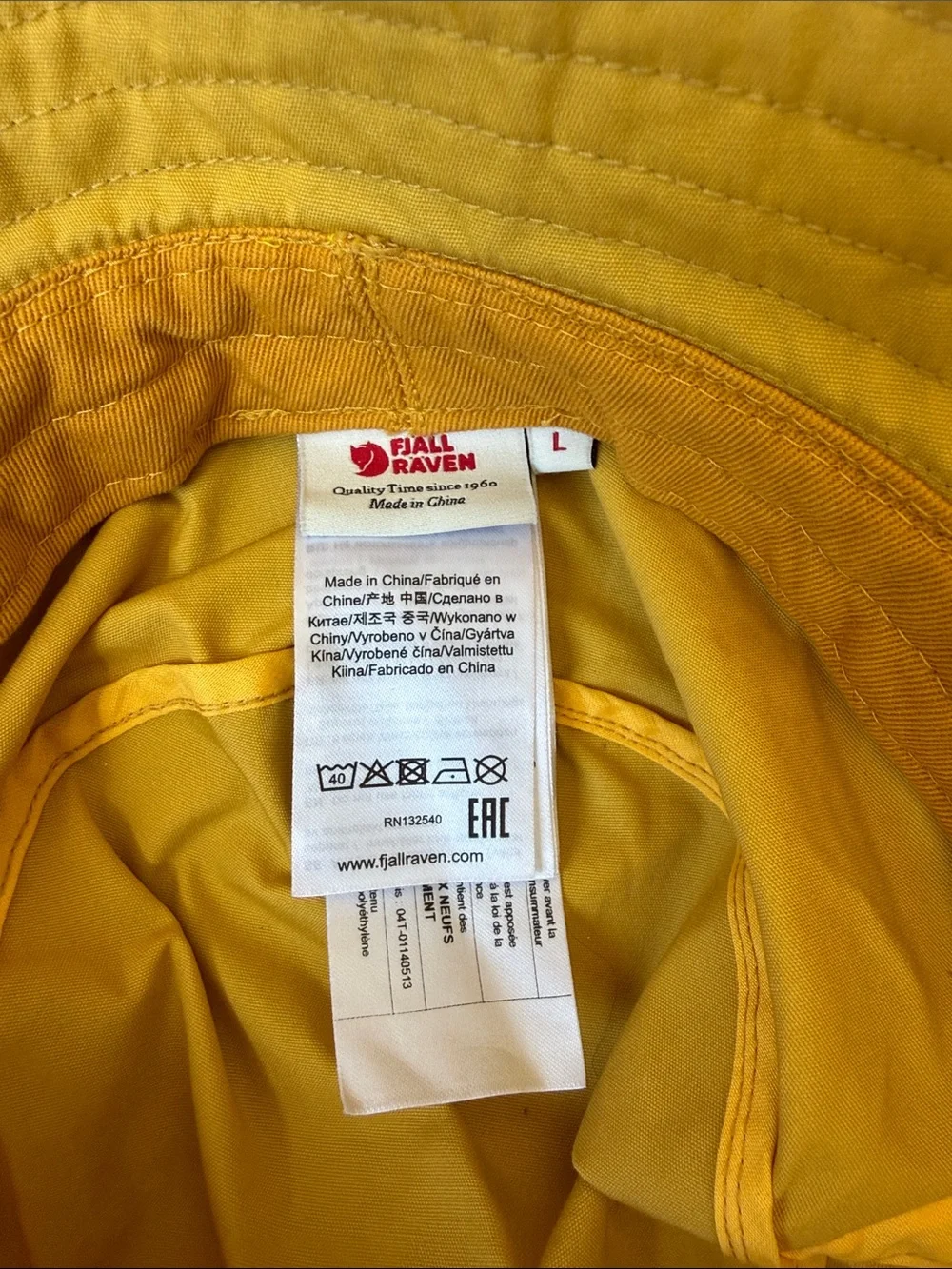 Fjallraven Kids' Yellow Bucket Hat with Fox Patch